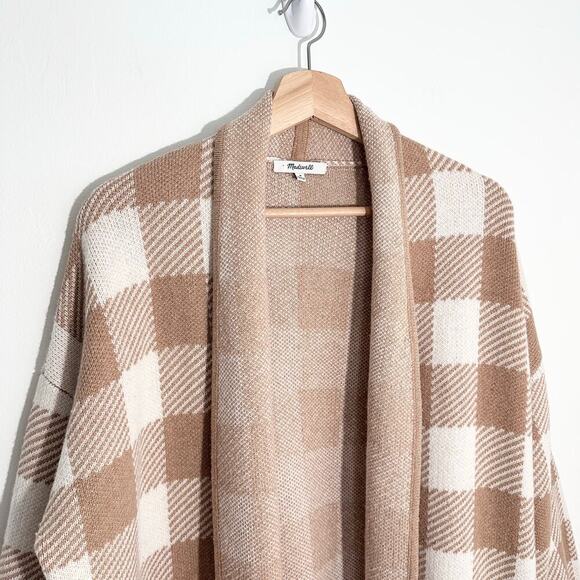 Madewell Minetta Sweater Coat in Buffalo Check Merino Wool | Beige Cream | SZ M - Picture 6 of 11